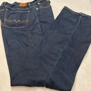 Lucky Brand Dark Blue Jeans with Brown Patch size 14